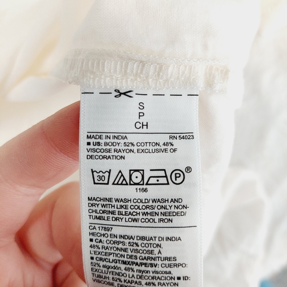 NEW Old Navy Off White Button Down Crew Neck Flare Summer Shirt P6037 - Picture 7 of 8